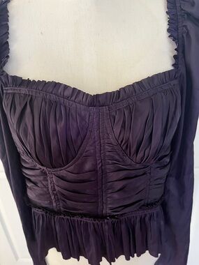 NWT Ulla Johnson Mia top Ruffled Gathered Peplum Satin Corset Blouse
